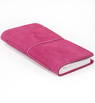 Fuchsia Suede Journal w Organic Cotton Paper Small