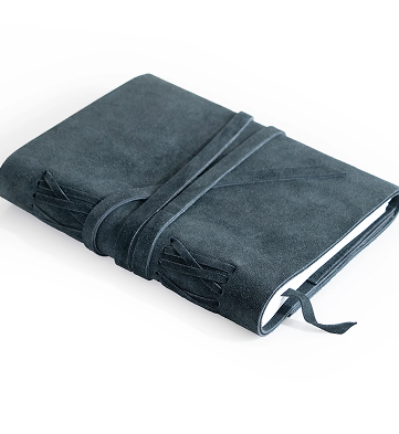 Grey Blue Suede Journal w Organic Cotton Paper Large