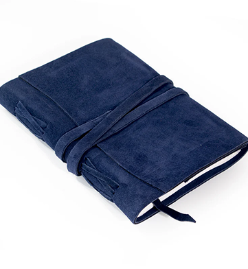 Royal Blue Suede Journal w Organic Cotton Paper Large