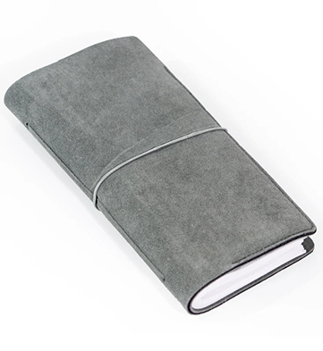 Teal Grey Suede Journal w Organic Cotton Paper Small